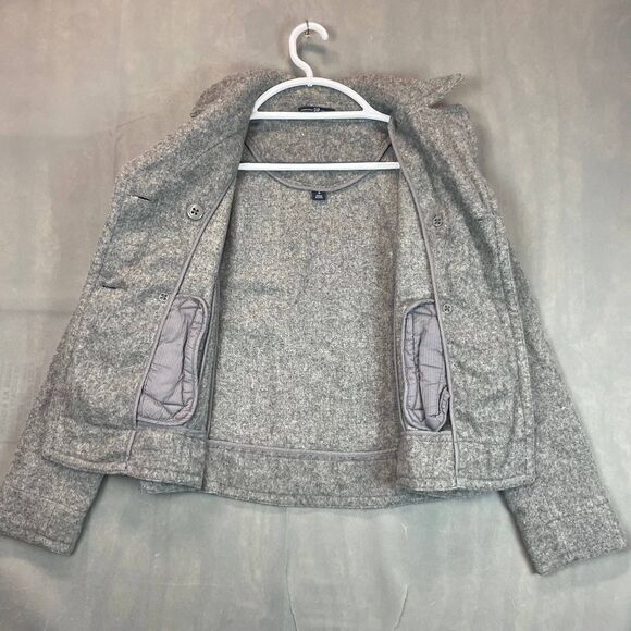 GAP Peacoat Jacket Women’s Size M Gray Double Breasted Pocket Wool Blend - Picture 5 of 12